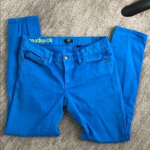J, Crew bright blue toothpick jeans size 26